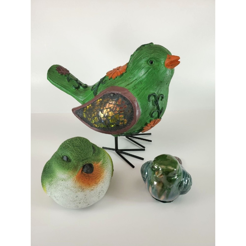 Trio of Bird Figurines - Green